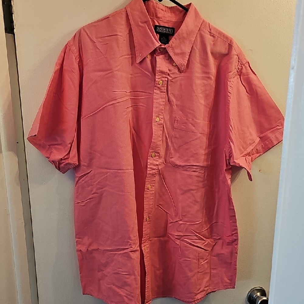 Mens Lands' End Pink Casual Button Down Shirt